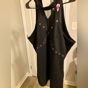 Brand new black faux halter top.